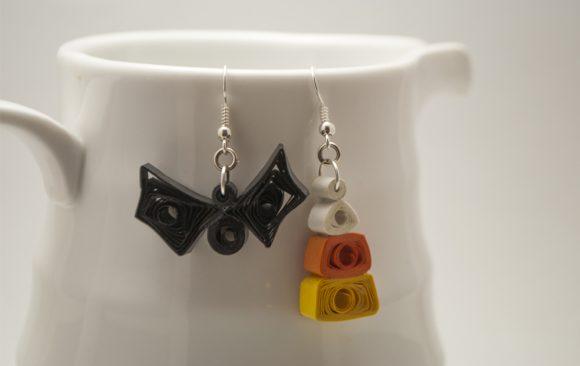 Quilled Paper Earrings | Mismatched Trick Or Treat